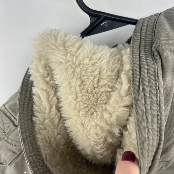 H&M Olive Green Fur Trim Hood Baby Jacket Size 1.5-2 Year - Picture 3 of 4